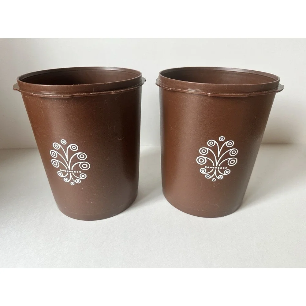 Set Of 2 Vintage Tupperware Servalier Canisters 1970's Missing Lids